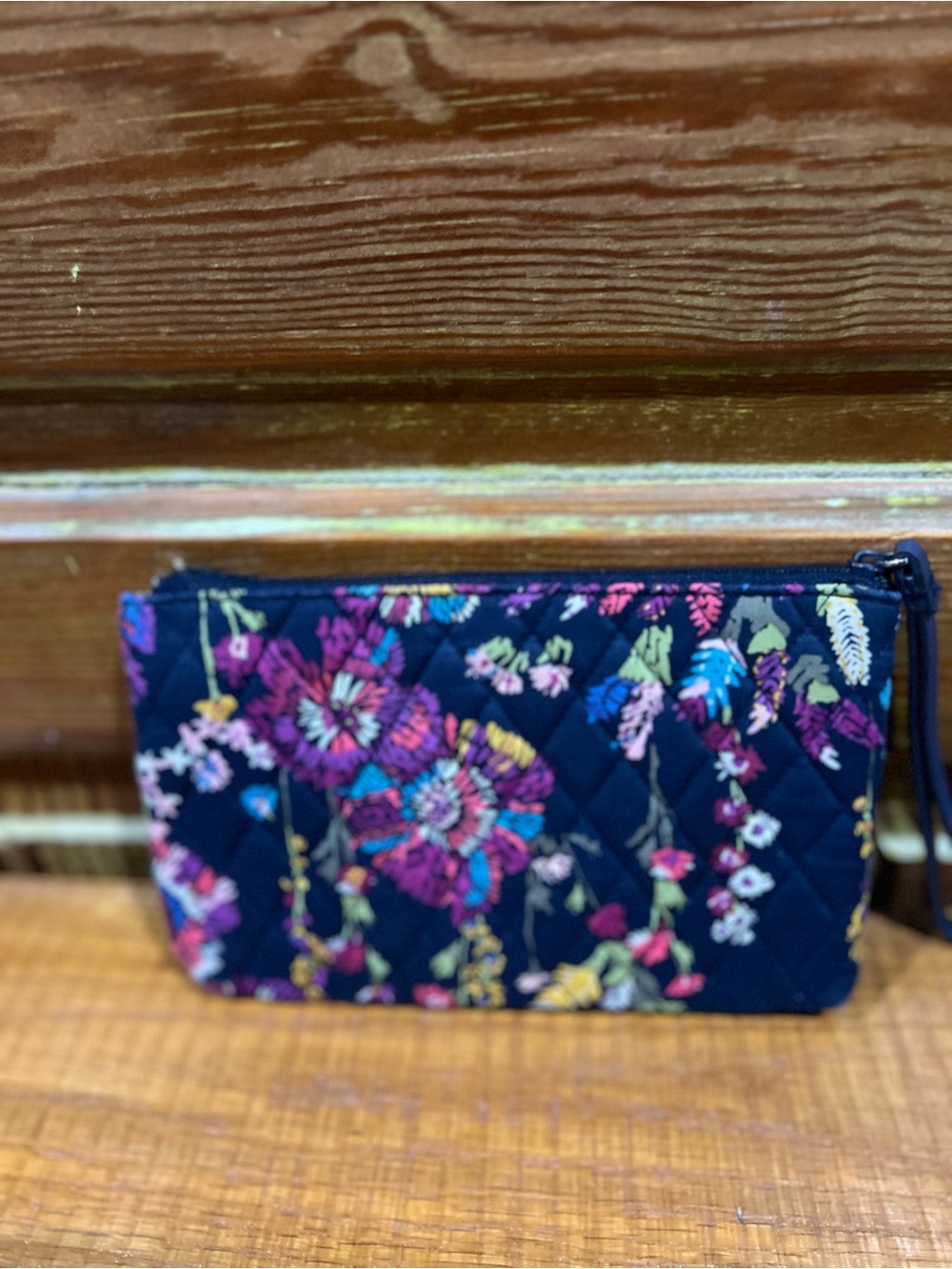Vera Bradley Navy Floral Quilted Wristlet - Picture 3 of 4